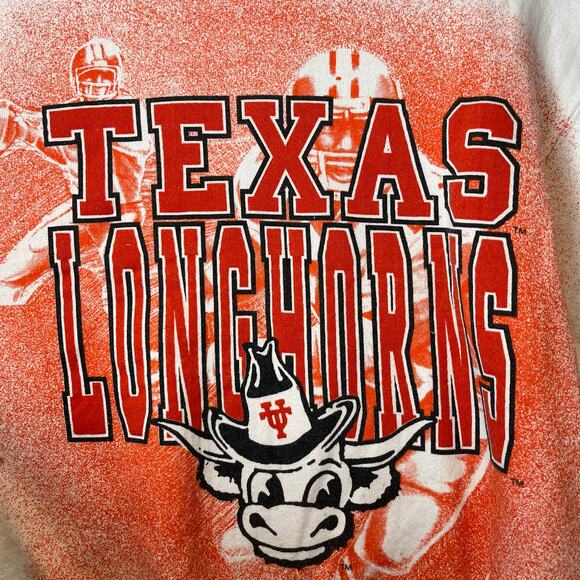Vintage Texas Longhorns 90s Bleach Dyed Crewneck Sweatshirt Football Medium USA - Picture 10 of 10
